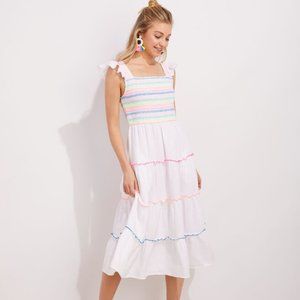 Vineyard Vines White Linen Smocked Dress